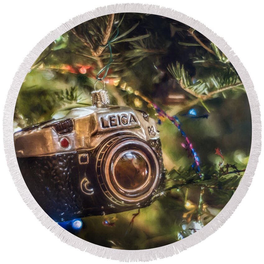 Scott Norris Photography. Christmas Tree Round Beach Towel featuring the photograph Leica Christmas by Scott Norris