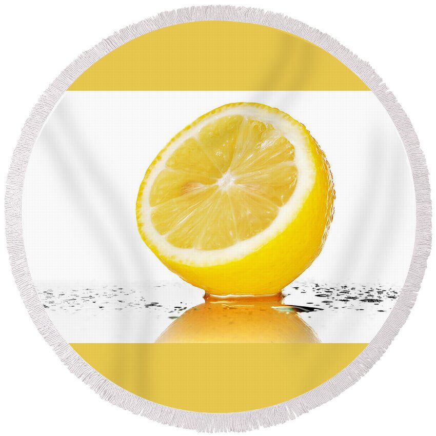 Lemon Round Beach Towel featuring the photograph Lemon by Jackie Russo