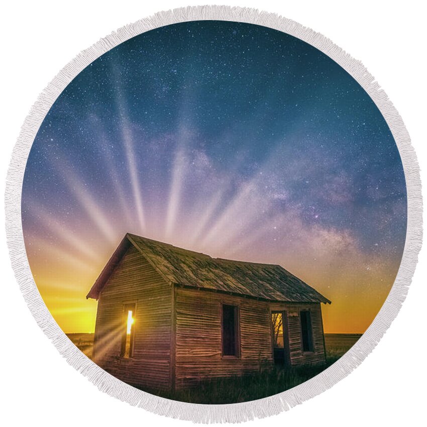 Night Photography Round Beach Towel featuring the photograph Let Your Light Shine by Darren White