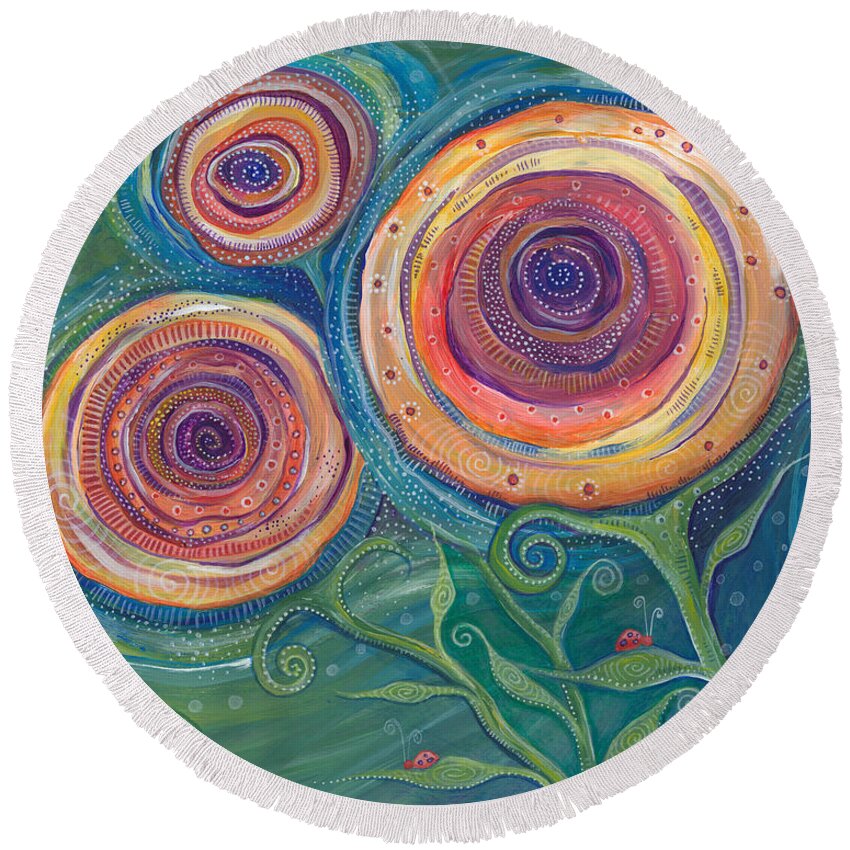 Flowers Round Beach Towel featuring the painting Be the Light by Tanielle Childers