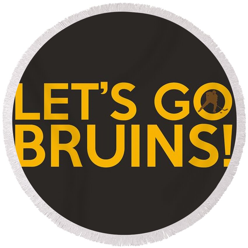 Boston Bruins Round Beach Towel featuring the painting Let's Go Bruins by Florian Rodarte
