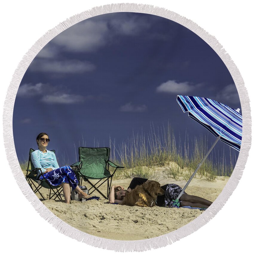 Original Round Beach Towel featuring the photograph Life is a beach by WAZgriffin Digital