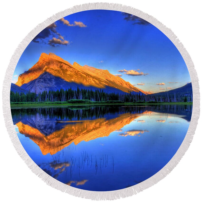 Mountain Round Beach Towel featuring the photograph Life's Reflections by Scott Mahon