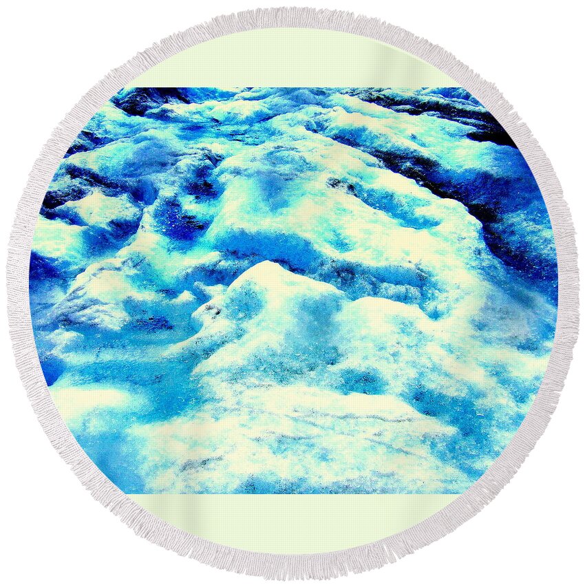 Light Round Beach Towel featuring the photograph Light On Glacier by Kumiko Mayer