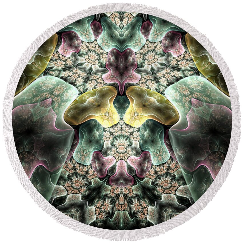 Fractal Round Beach Towel featuring the digital art Light Scatterings by Amorina Ashton