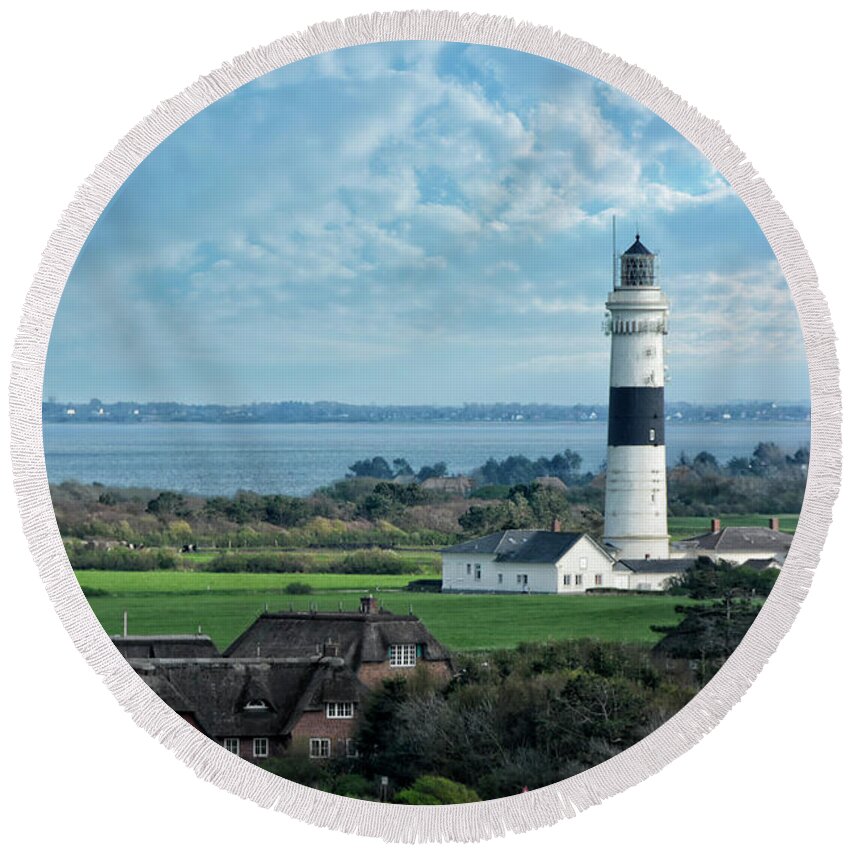 Sylt Round Beach Towel featuring the photograph Lighthouse Langer Christian SYLT by Joachim G Pinkawa