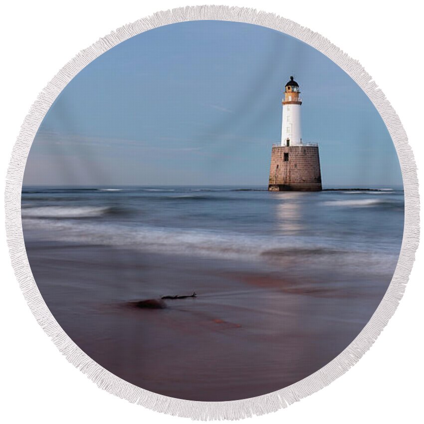 Rattray Head Lighthouse Round Beach Towel featuring the photograph Lighthouse by Grant Glendinning
