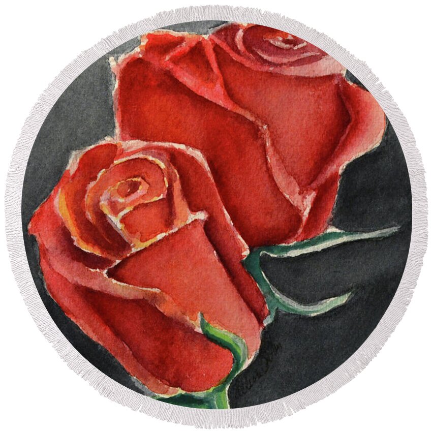 Rose Round Beach Towel featuring the painting Like a Rose by Allison Ashton