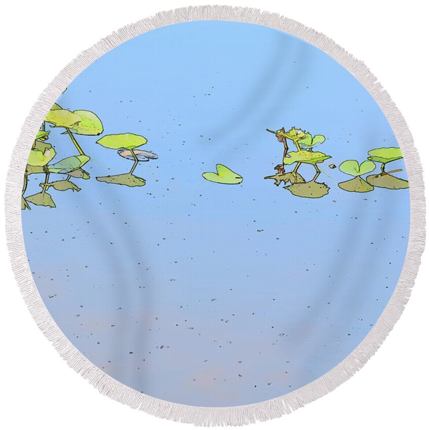 Lily Pad Round Beach Towel featuring the photograph Lily Pad Glow by Florene Welebny