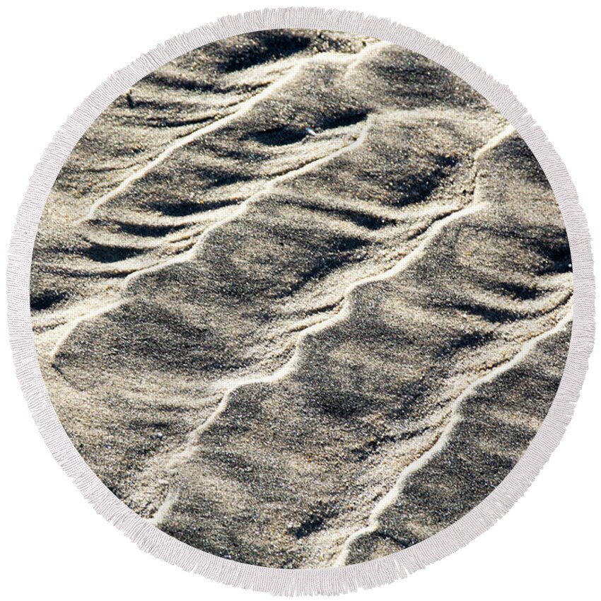 Beach Round Beach Towel featuring the photograph Lines on the Beach by David Shuler