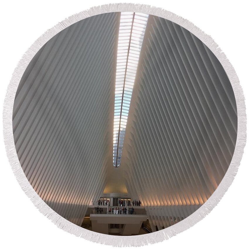 Nyc Round Beach Towel featuring the photograph Lines by Val Oconnor