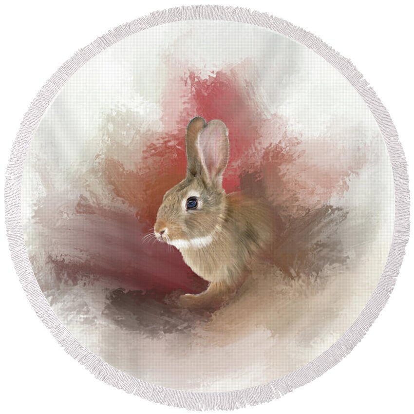 Wild Rabbit Round Beach Towel featuring the photograph Little Bunny by Mary Timman