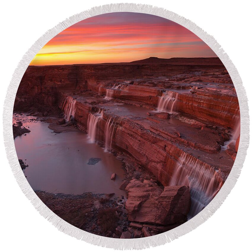 Sunset Round Beach Towel featuring the photograph Little Colorado Sunset by Darren White