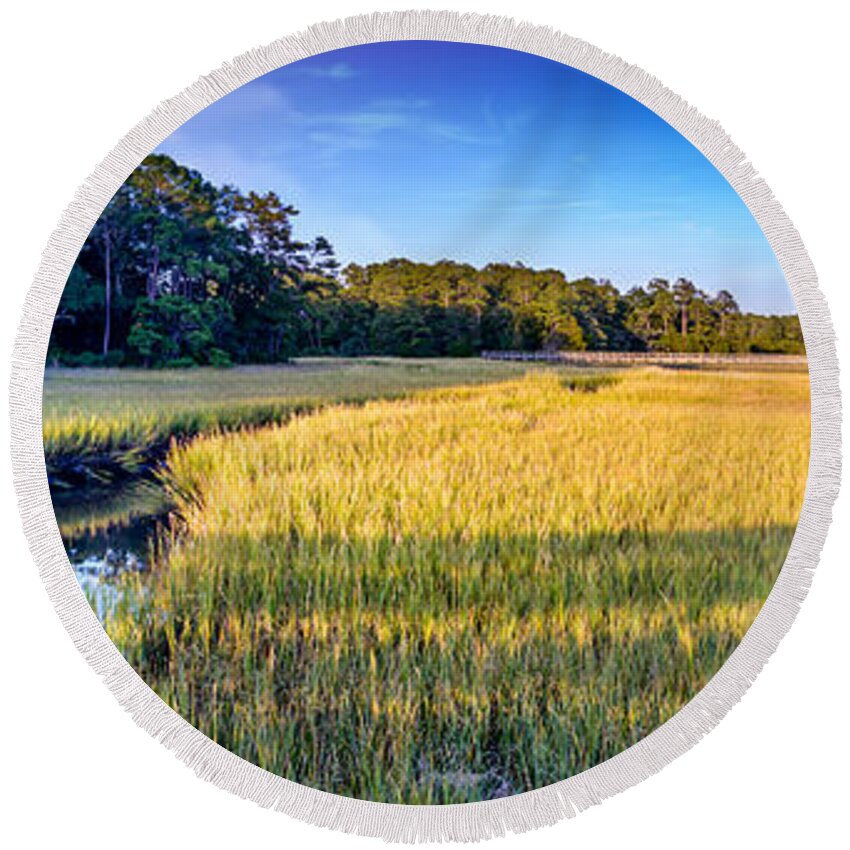 Interior Round Beach Towel featuring the photograph Little River Marsh - 2 by David Smith