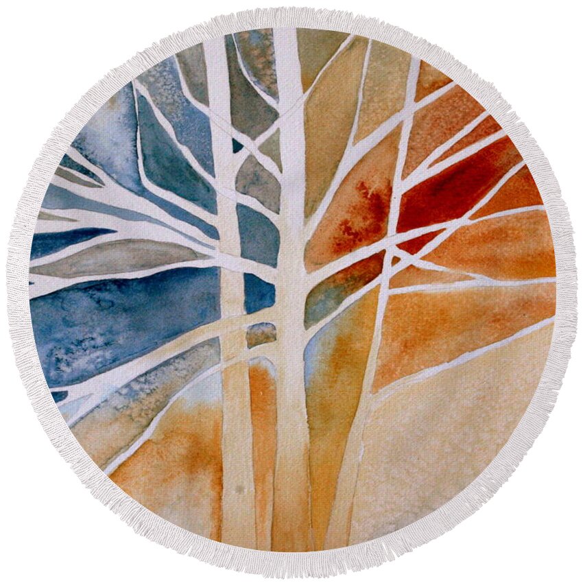 Watercolor Round Beach Towel featuring the painting Lives Intertwined 2 by Julie Lueders 