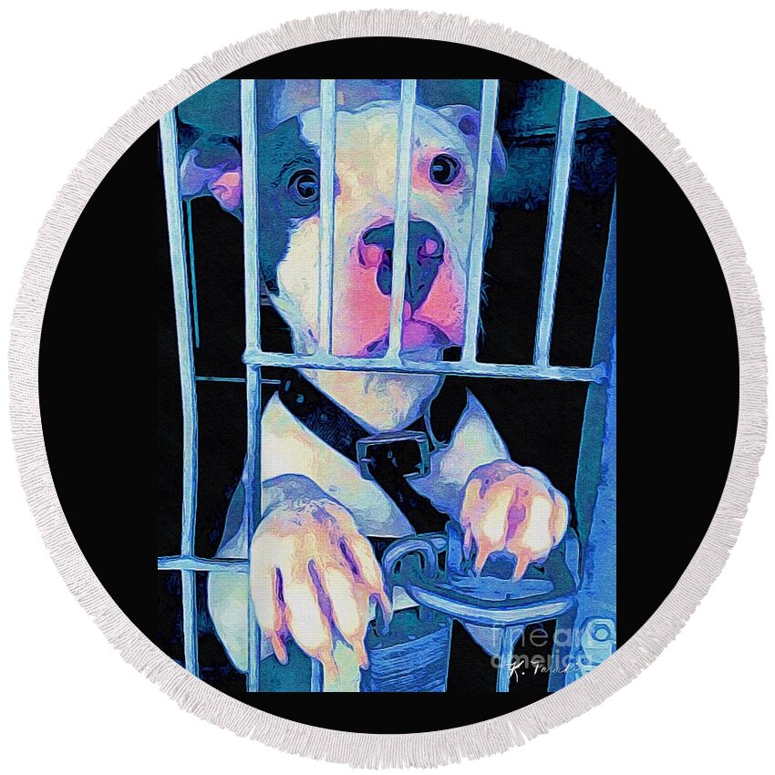 Locked Up Round Beach Towel featuring the digital art Locked Up by Kathy Tarochione