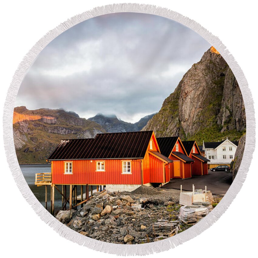 Norway Round Beach Towel featuring the photograph Lofoten Sunrise 7 by Timothy Hacker