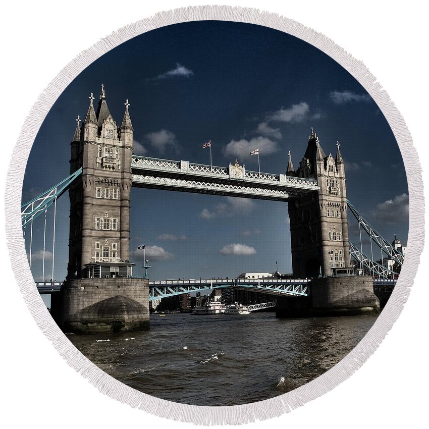 London Round Beach Towel featuring the photograph London Bridge by Joshua Miranda
