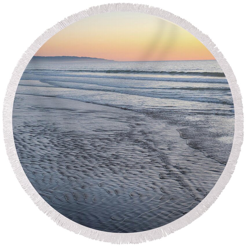 Beach Round Beach Towel featuring the photograph Lonely Pismo Sunset by Jeff Hubbard