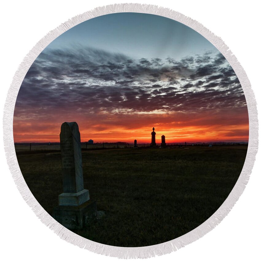 Sunset Round Beach Towel featuring the photograph Lonely Sunset by Ryan Crouse
