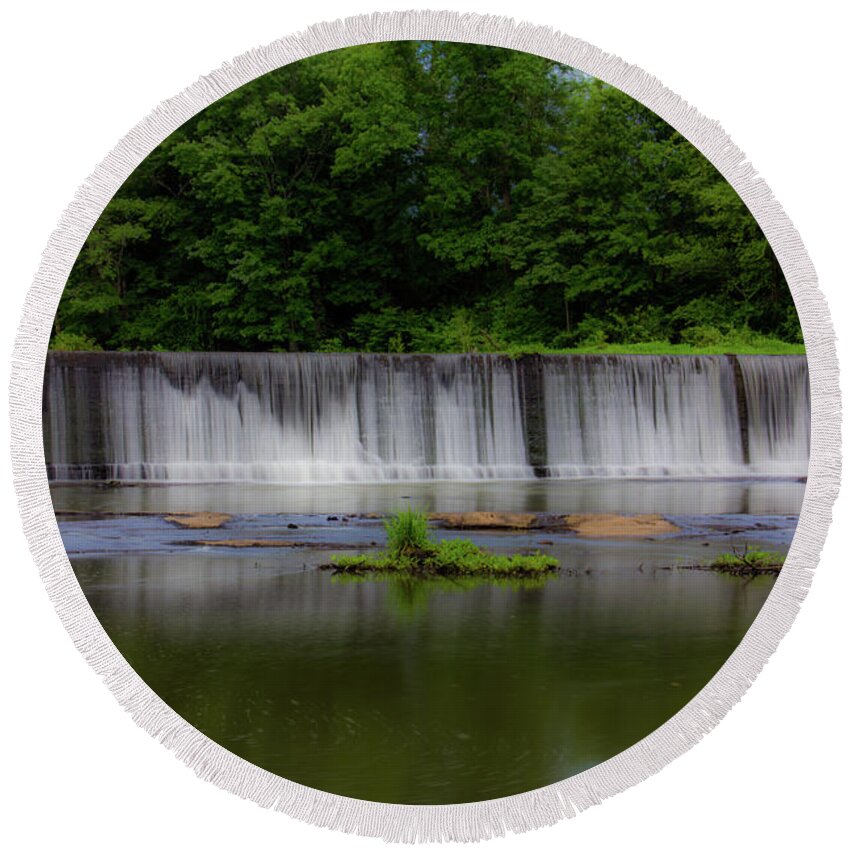 Atlanta Round Beach Towel featuring the photograph Long Waterfall by Kenny Thomas