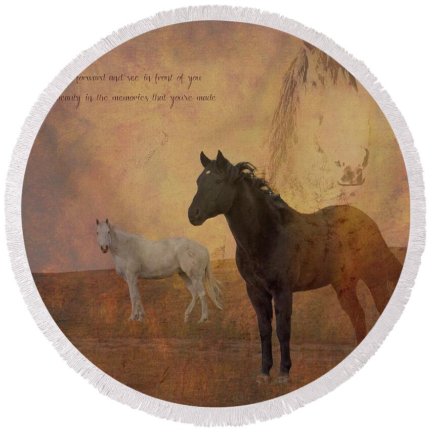 Horses Round Beach Towel featuring the photograph Look Forward by Amanda Smith