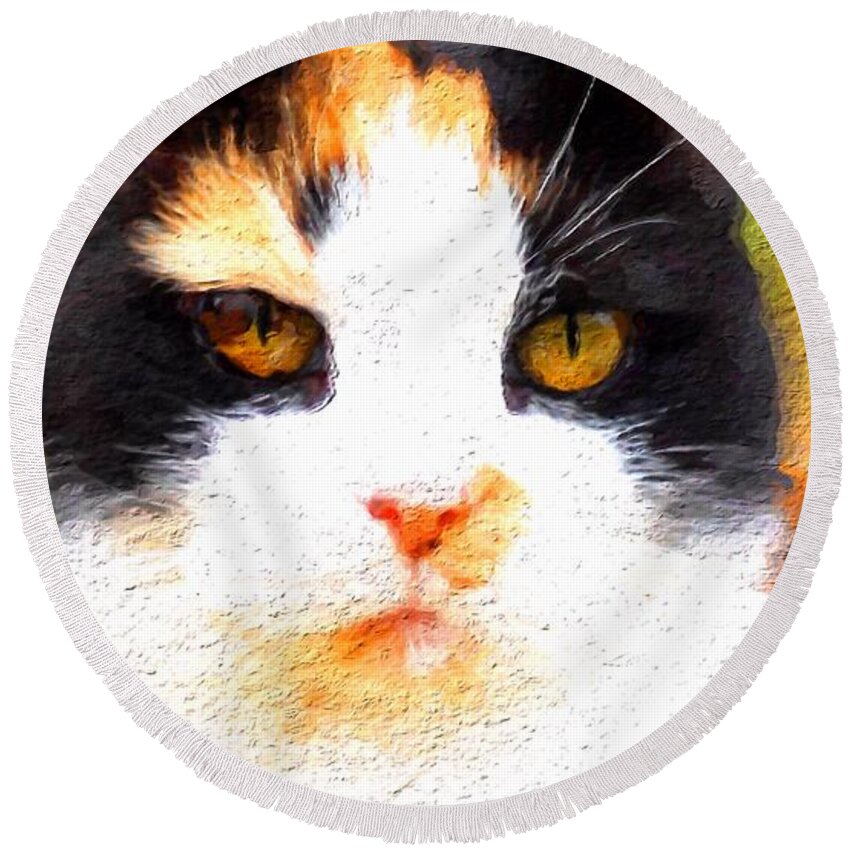 Landscape Round Beach Towel featuring the painting Look Into My Eyes by Morgan Carter