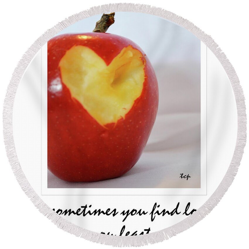 Apple Round Beach Towel featuring the photograph Looking For Love by Traci Cottingham
