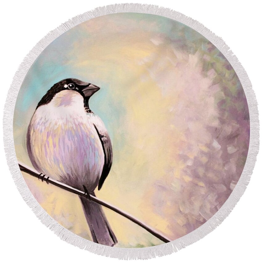 Bird Art Round Beach Towel featuring the painting Look Toward the Light by Elizabeth Robinette Tyndall