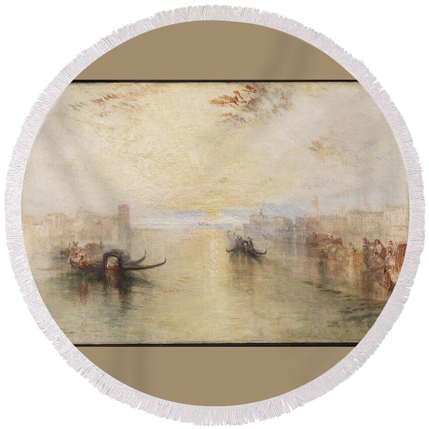 Joseph Mallord William Turner 1775�1851  St Benedetto Round Beach Towel featuring the painting Looking towards Fusina by Joseph Mallord