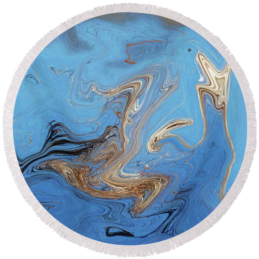Abstract Round Beach Towel featuring the photograph Loop Pond Dance by Matt Cegelis