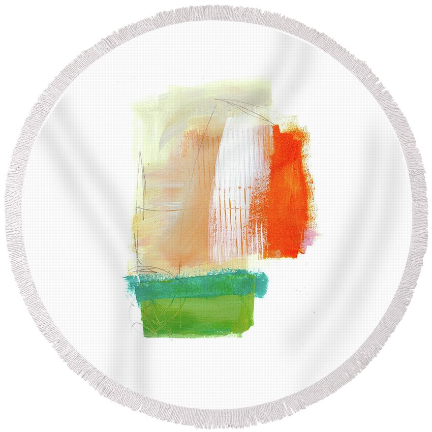 Jane Davies Round Beach Towel featuring the painting Loose Ends#7 by Jane Davies
