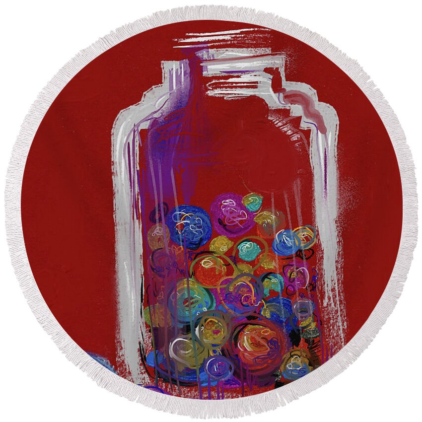 Marbles Round Beach Towel featuring the mixed media Lost your marbles? by Russell Pierce