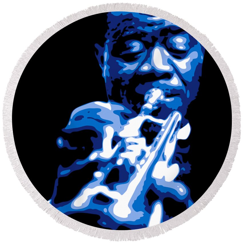 Louis Armstrong Round Beach Towel featuring the digital art Louis Armstrong by DB Artist
