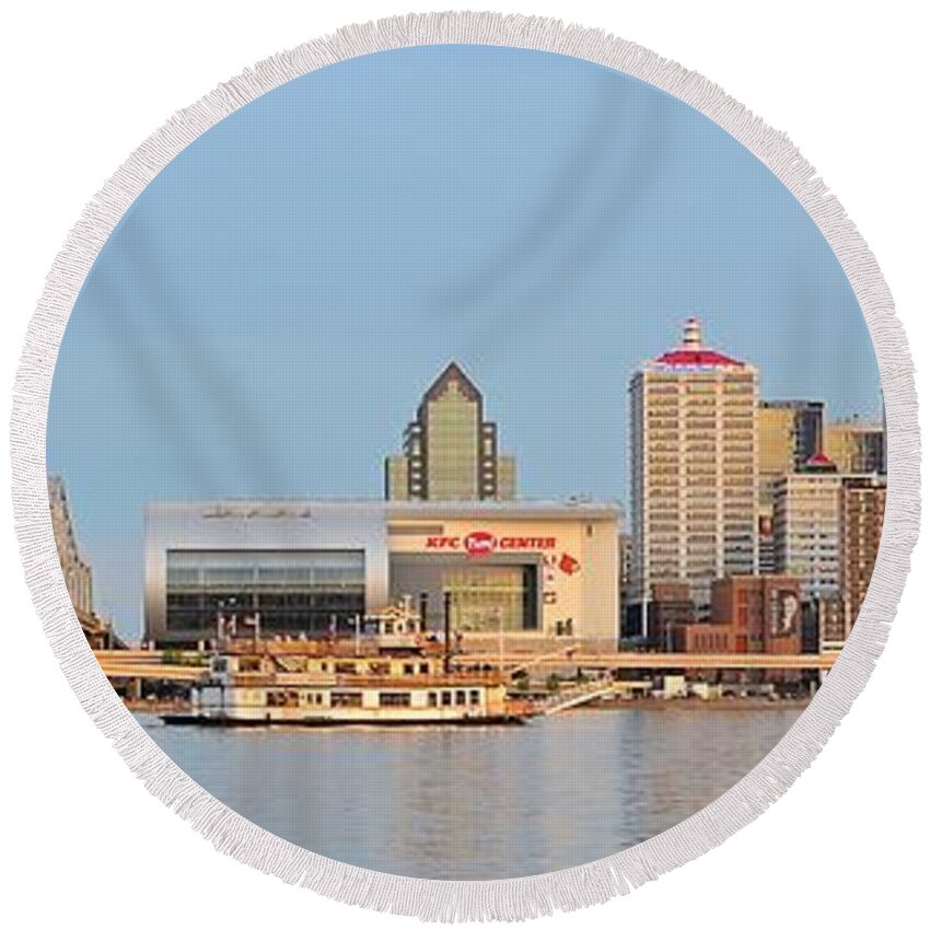 Louisville Round Beach Towel featuring the photograph Louisville Panoramic From Indiana by Frozen in Time Fine Art Photography