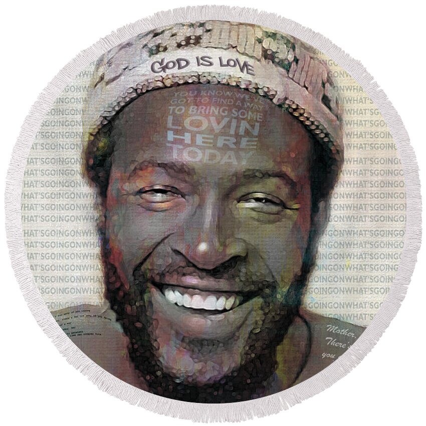 Marvin Gaye Round Beach Towel featuring the digital art Love Can Conquer Hate by Mal Bray
