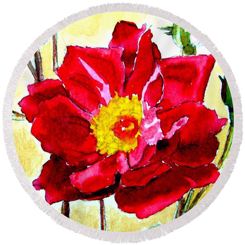 Love Round Beach Towel featuring the painting Love Rose by Ana Maria Edulescu