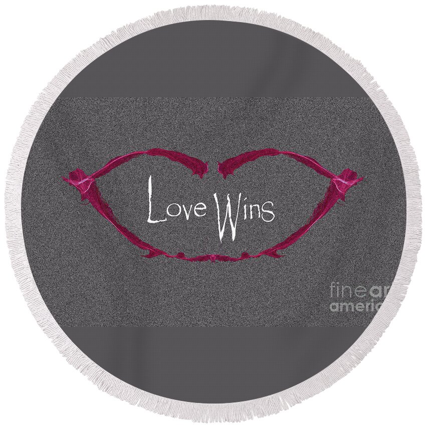Love Wins Round Beach Towel featuring the digital art Love Wins by Charlie Cliques