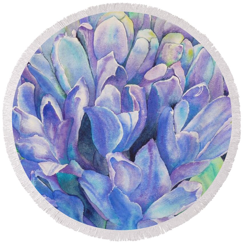 Flower Round Beach Towel featuring the painting Lovely Lupine by Ruth Kamenev
