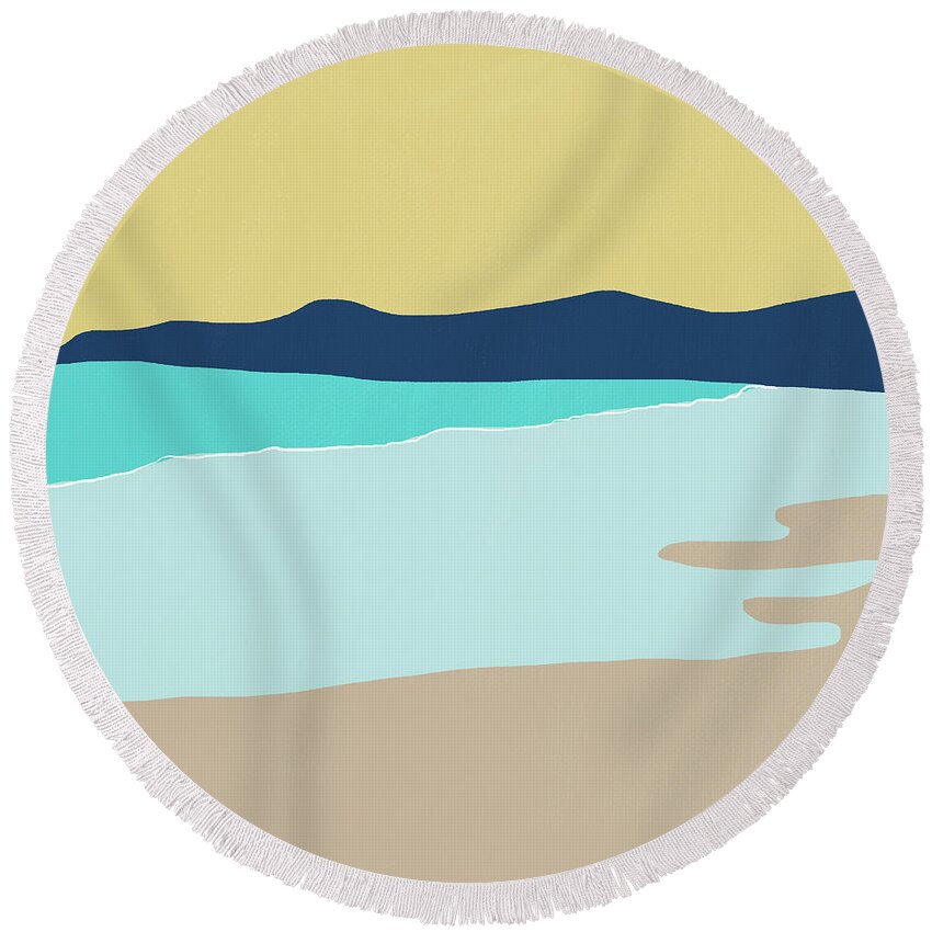 Beach Round Beach Towel featuring the mixed media Low Tide- Art by Linda Woods by Linda Woods