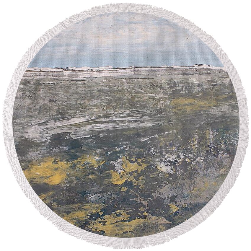Landscape Round Beach Towel featuring the painting Low Tide by Norma Duch