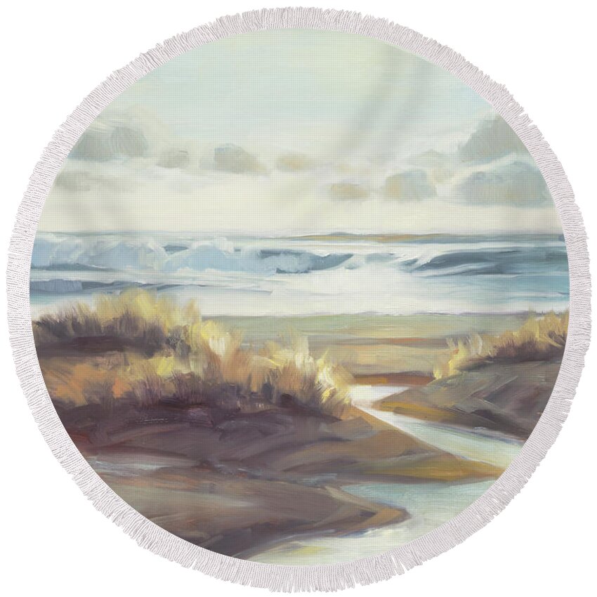Ocean Round Beach Towel featuring the painting Low Tide by Steve Henderson