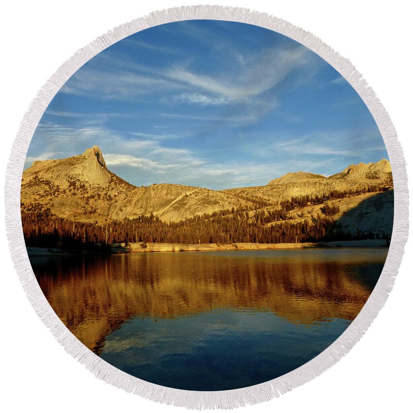 Lower Cathedral Lake Round Beach Towel featuring the photograph Lower Cathedral Lake Late Afternoon by Amelia Racca
