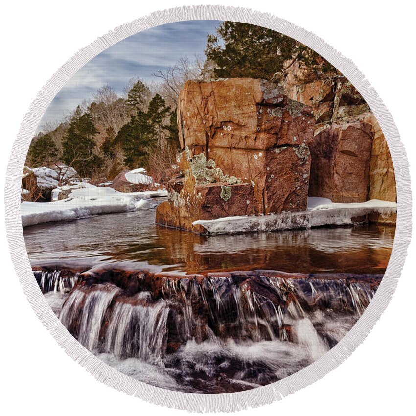 Water Round Beach Towel featuring the photograph Lower Rock Creek by Robert Charity