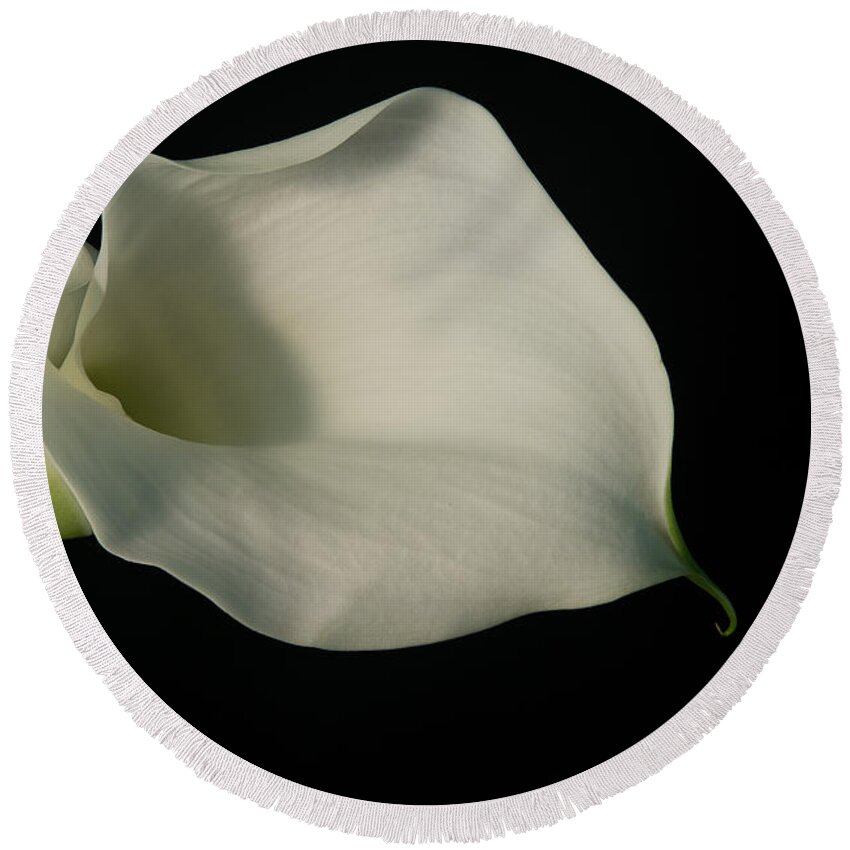 Mn Landscape Arboretum Round Beach Towel featuring the photograph White Lily by Joan Wallner