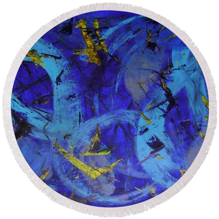 Luminous Series Round Beach Towel featuring the painting Luminous Series by Therese Legere