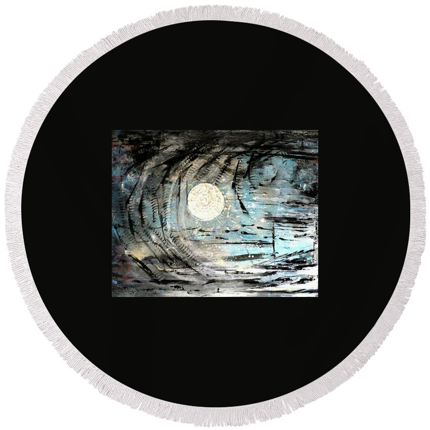 Luna Round Beach Towel featuring the painting Luna by 'REA' Gallery