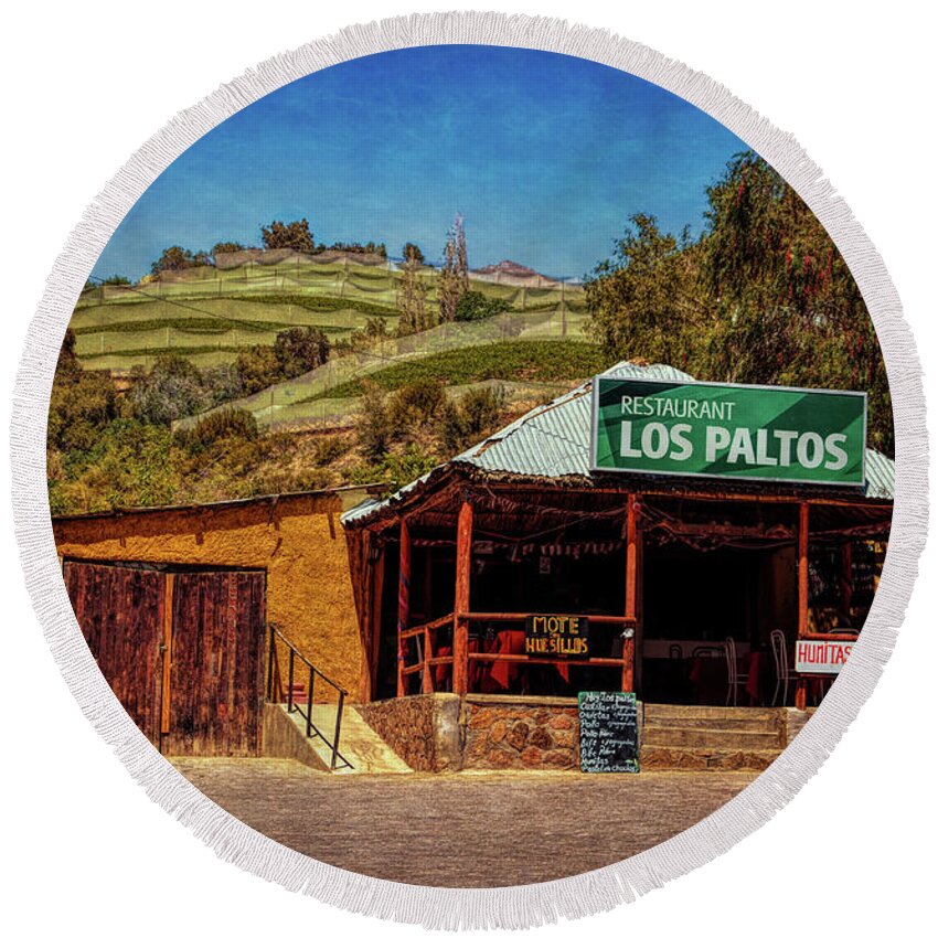 Restaurant Round Beach Towel featuring the photograph Lunch Time - Montegrande, Chile by Maria Angelica Maira
