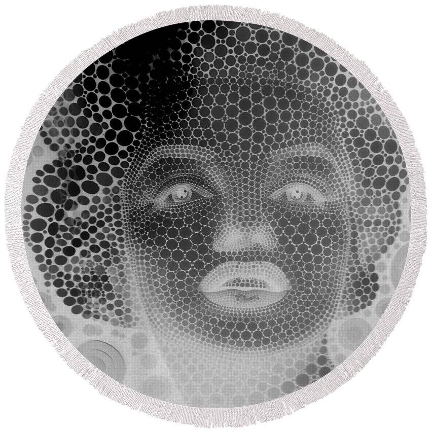 Marilyn Monroe Round Beach Towel featuring the photograph M Negative B W by Rob Hans
