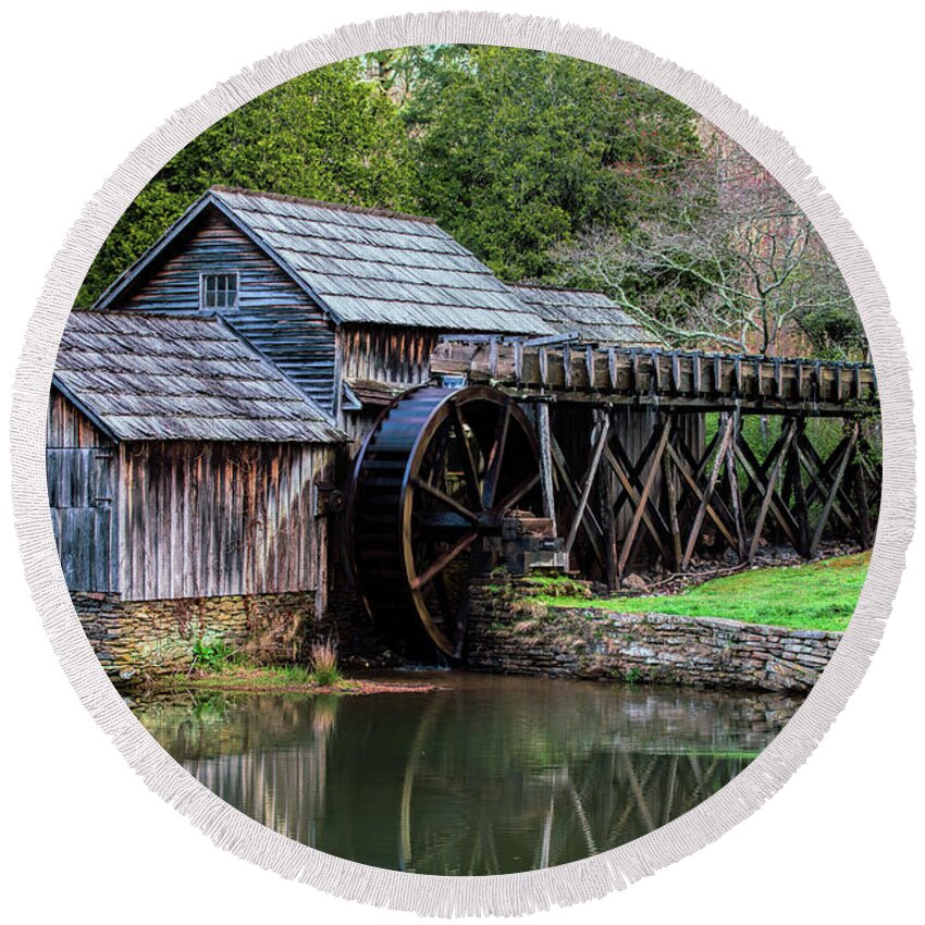 Mabry Mill Round Beach Towel featuring the photograph Mabry Mill by Robert Loe